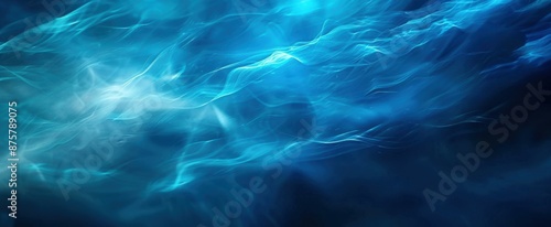 Blue abstract background with smooth and soft lines. AI.