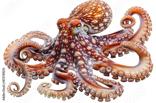 Close-up of a Spotted Octopus with Tentacles Spread Out