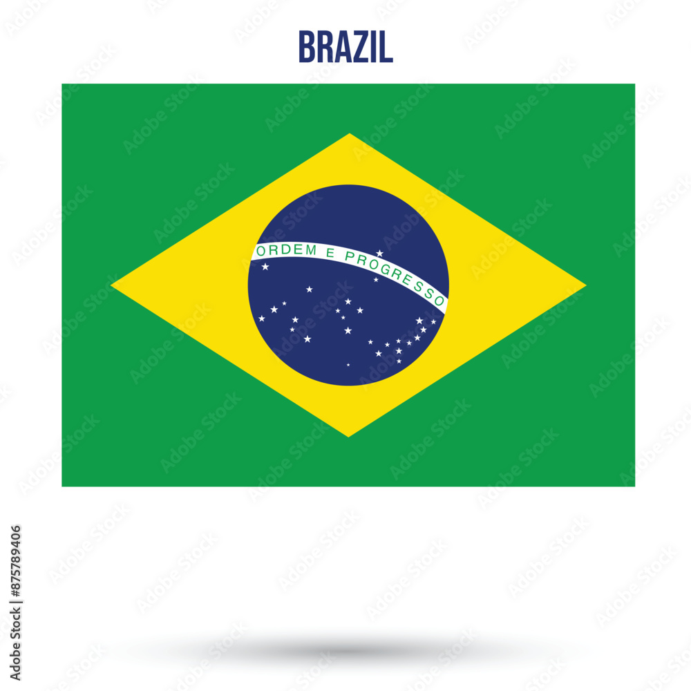 Fototapeta premium brazil flag. Brazilian national flag isolated vector illustration on white background for national day september 7 celebration. brazil flag for Flyers posters banner social media and web.