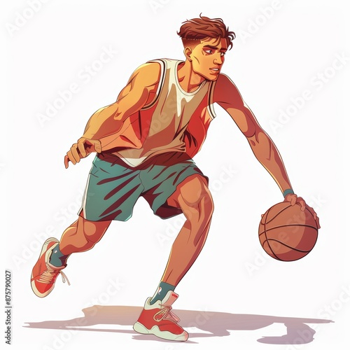 basketball player dribbling ball, cartoon style clip art preview