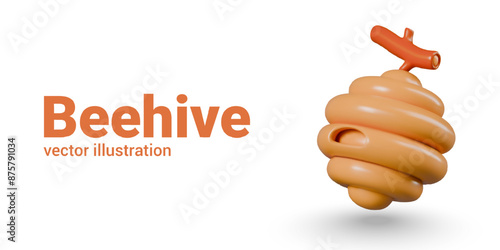 Nest of wild bees on branch. Beehive. House of honey insects