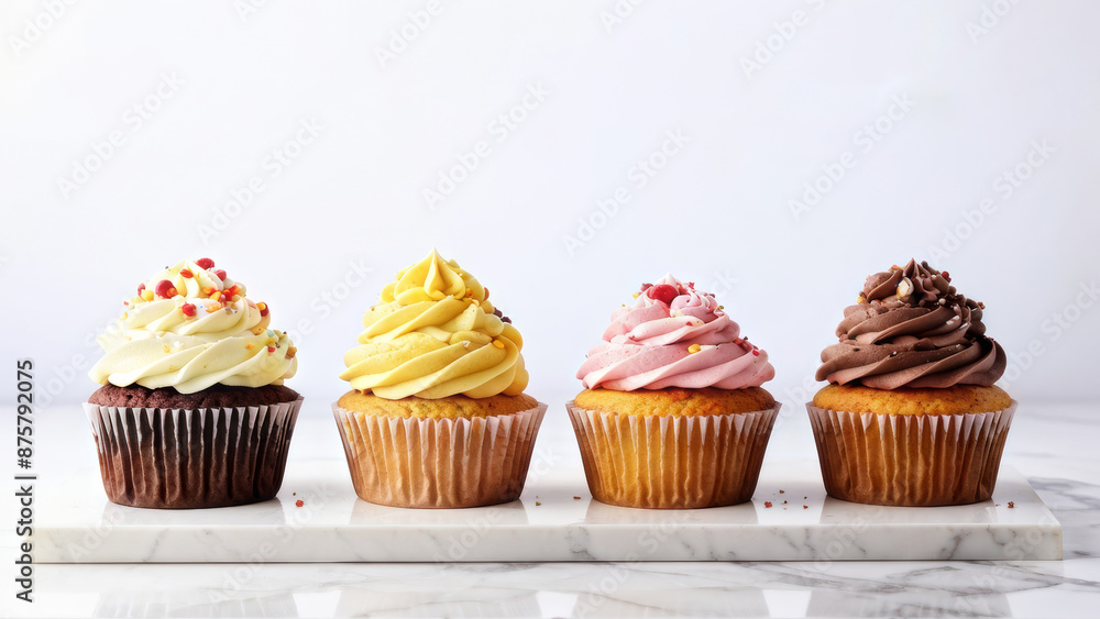 Promotional photo of different cupcakes with a place to copy the text. Promotional photo of different cupcakes with a place to copy the text.