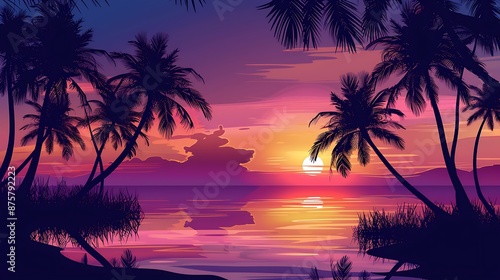 Tropical Sunset Over the Ocean