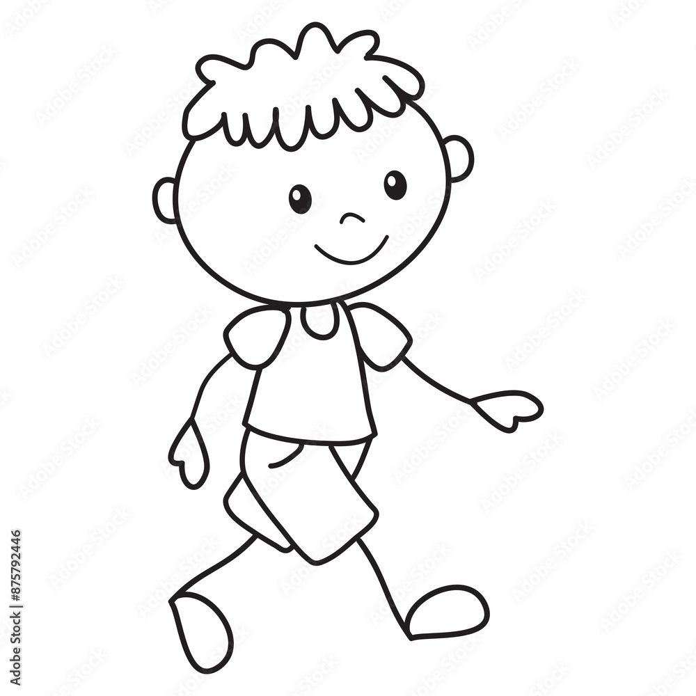 Stick figure walking boy vector cartoon illustration Stick figure walking boy vector cartoon illustration