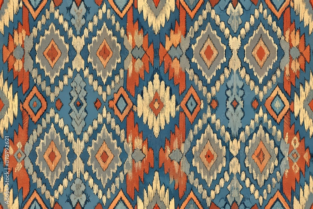 Geometric ethnic oriental ikat seamless pattern traditional design for background, carpet, wallpaper