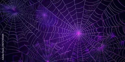 Fototapeta Glowing Spider Webs in the Dark