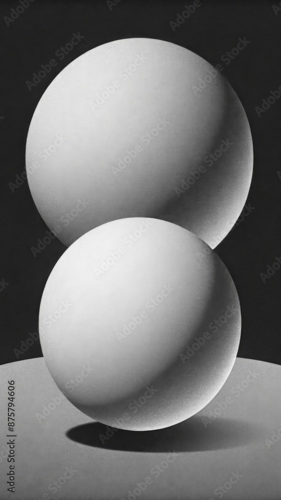 features two large, overlapping spheres against a dark background features two large, overlapping spheres against a dark background