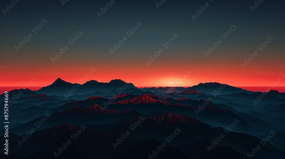 3d render of a mountain landscape with a red sunset in the background 3d render of a mountain landscape with a red sunset in the background