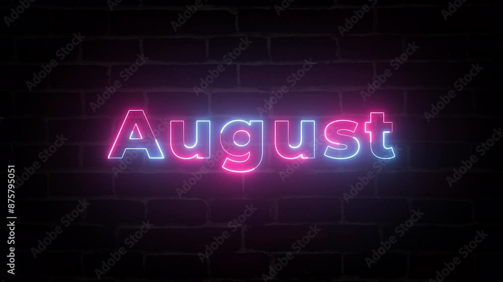 August Neon text typography animation 4k video August Neon text typography animation 4k video