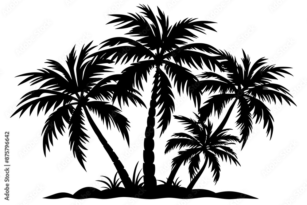 Fototapeta premium Coconut trees silhouette vector on white background
