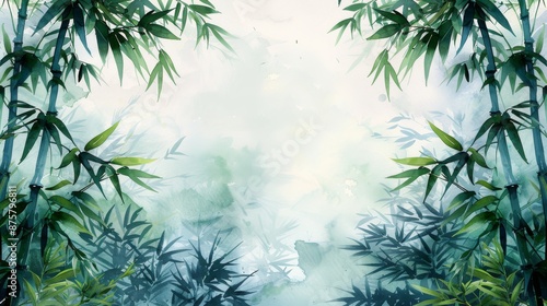 Watercolor Bamboo Forest Background