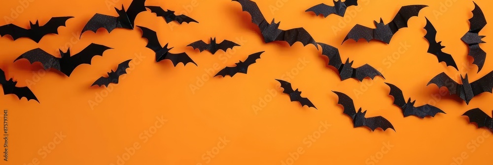 Bats on Orange Background Halloween Decoration Bats on Orange Background Halloween Decoration