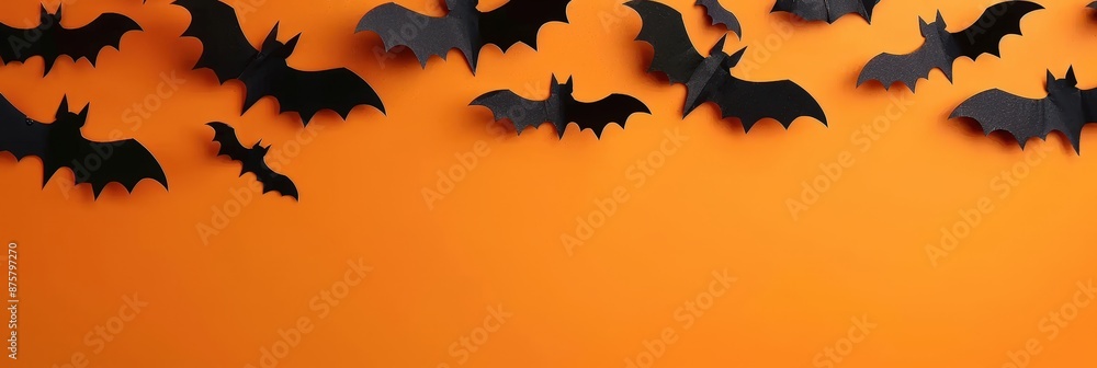 Black Bats on Orange Background Black Bats on Orange Background