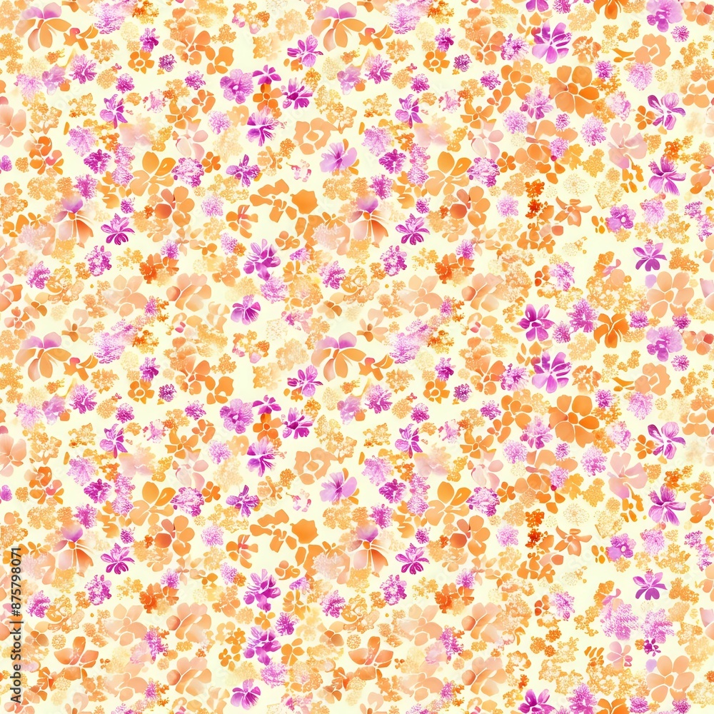 Seamless Floral Pattern with Small Yellow Flowers Seamless Floral Pattern with Small Yellow Flowers