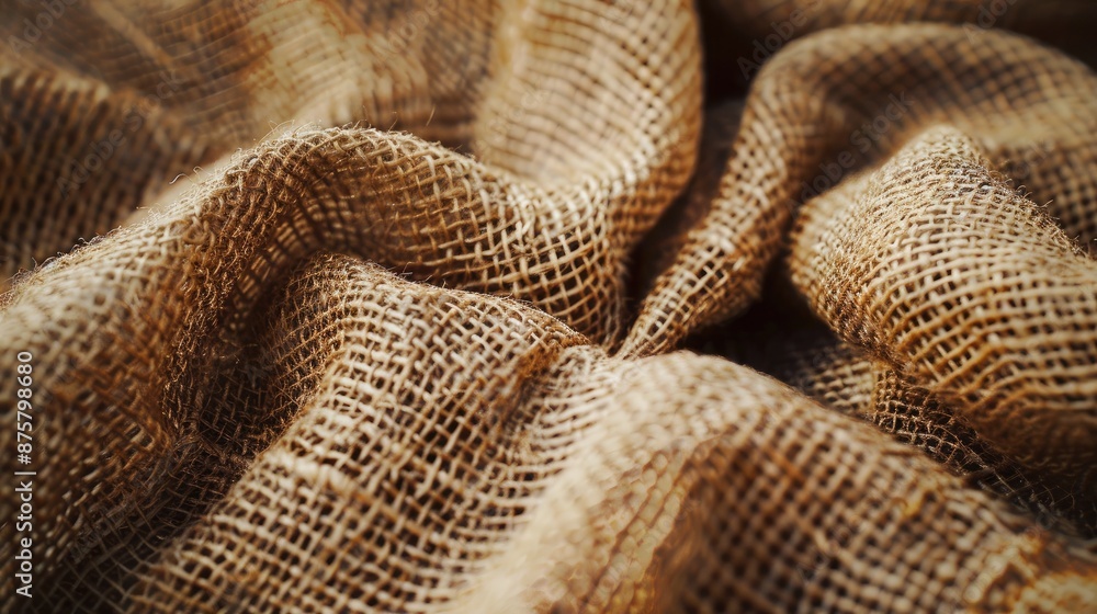 Close-up of a burlap fabric texture, emphasizing its coarse weave and natural brown hues. Close-up of a burlap fabric texture, emphasizing its coarse weave and natural brown hues.