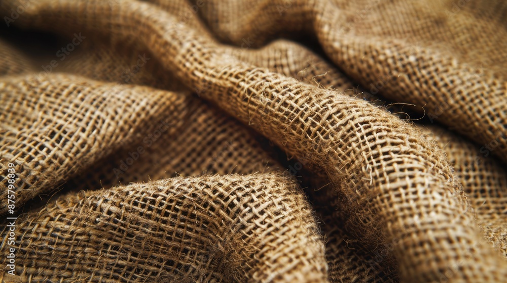 Close-up of a burlap fabric texture, emphasizing its coarse weave and natural brown hues. Close-up of a burlap fabric texture, emphasizing its coarse weave and natural brown hues.