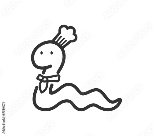 コック帽をかぶった蛇のイラスト
