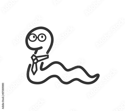 ネクタイとメガネを付けた蛇のイラスト
