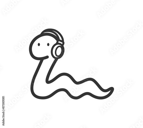 ヘッドホンを付けた蛇のイラスト

