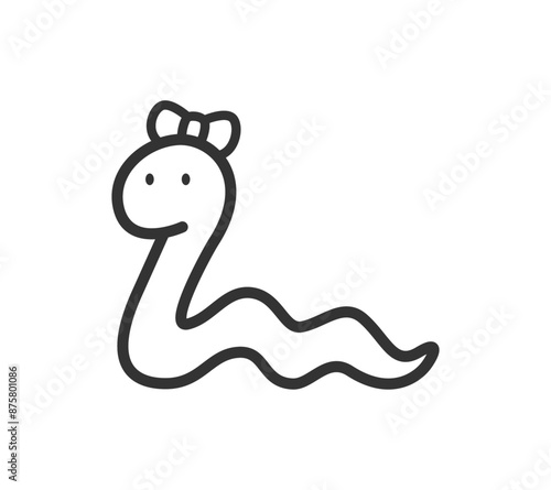 リボンを付けた蛇のイラスト

