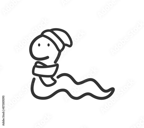 ニット帽とマフラーを付けた蛇のイラスト
