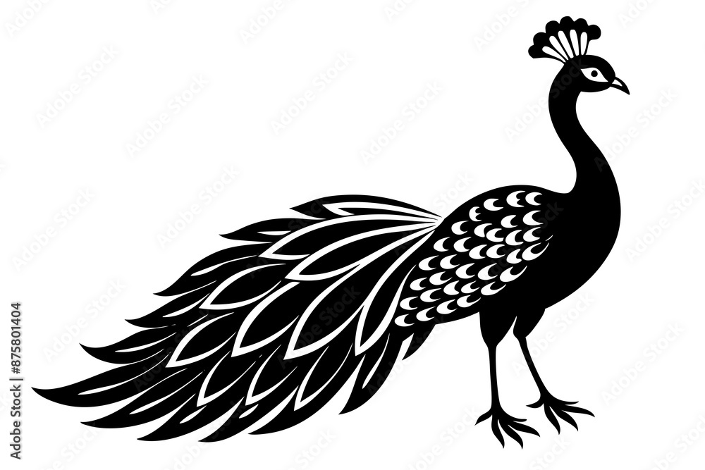 Fototapeta premium Peacock icon silhouette vector art illustration