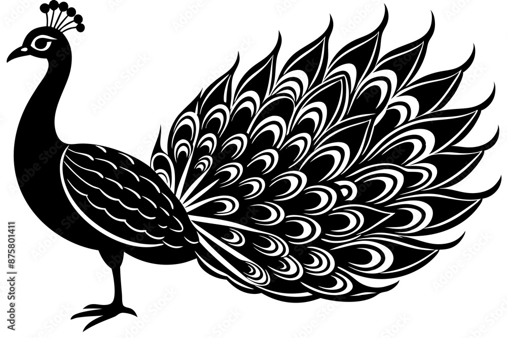 Fototapeta premium Peacock icon silhouette vector art illustration