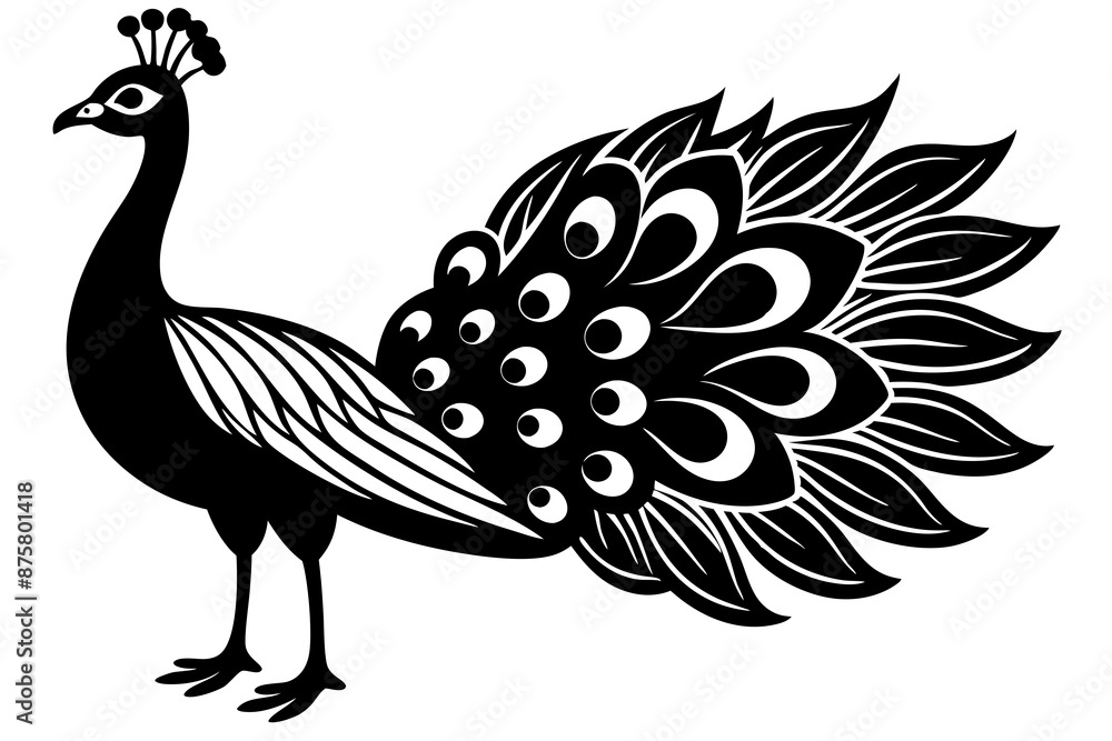 Fototapeta premium Peacock icon silhouette vector art illustration