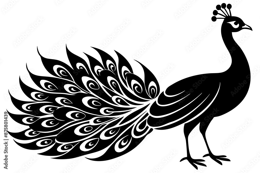 Fototapeta premium Peacock icon silhouette vector art illustration