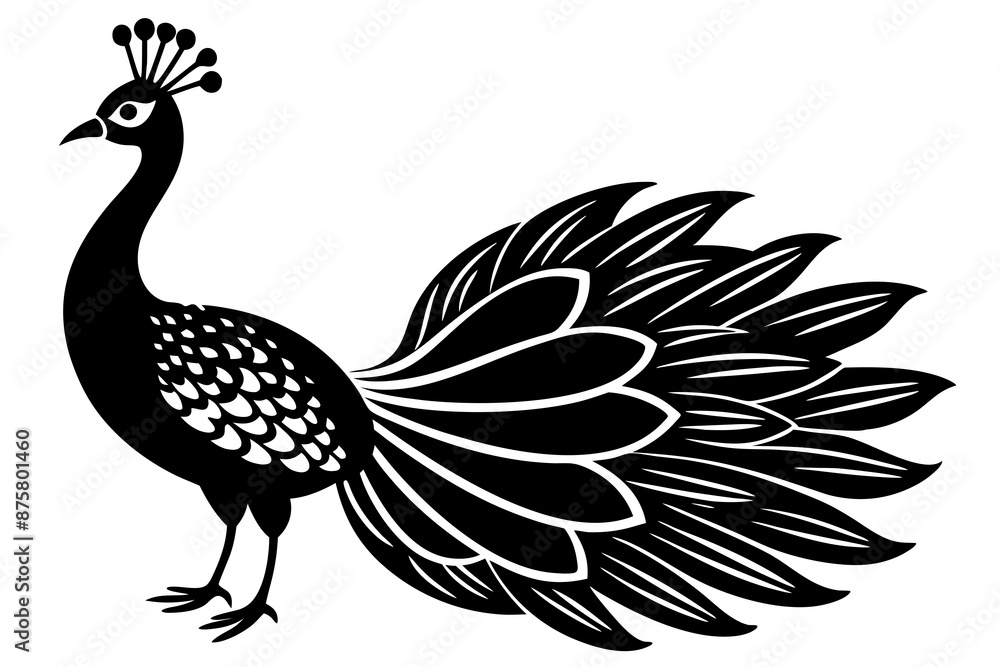 Fototapeta premium Peacock icon silhouette vector art illustration