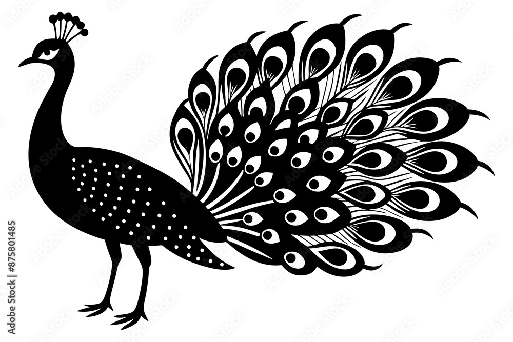 Fototapeta premium Peacock icon silhouette vector art illustration