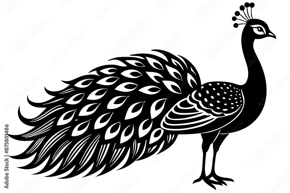 Fototapeta premium Peacock icon silhouette vector art illustration