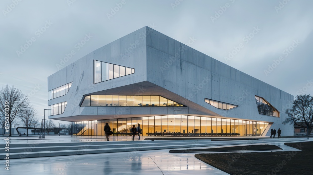 A large building with a lot of windows and a glass facade A large building with a lot of windows and a glass facade