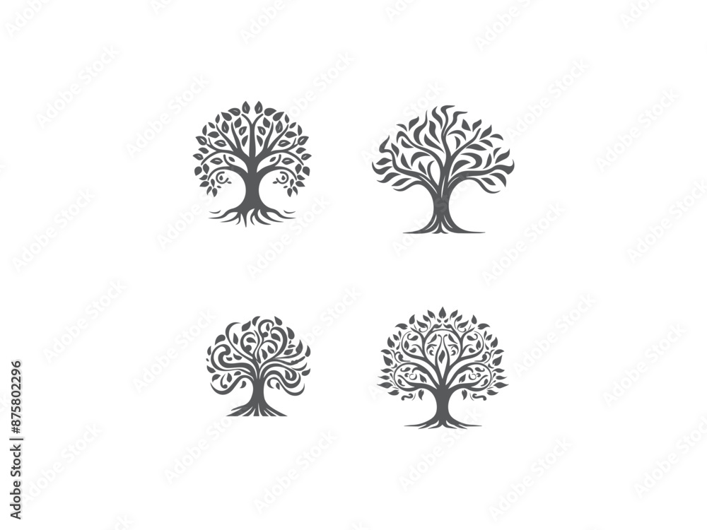 premium and creative tree set logo vector, vector and illustration, premium and creative tree set logo vector, vector and illustration,