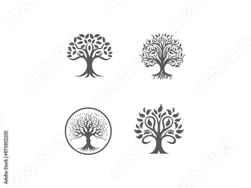 premium and creative tree set logo vector, vector and illustration,