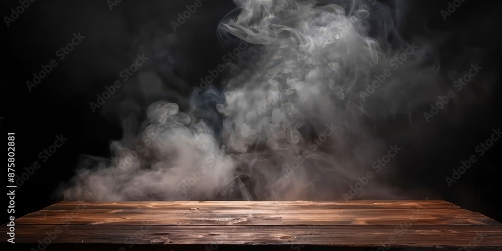 Mysterious Wooden Table with Smoke Mysterious Wooden Table with Smoke