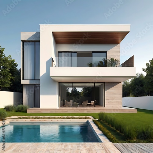 Luxury modern house isolated on white background
