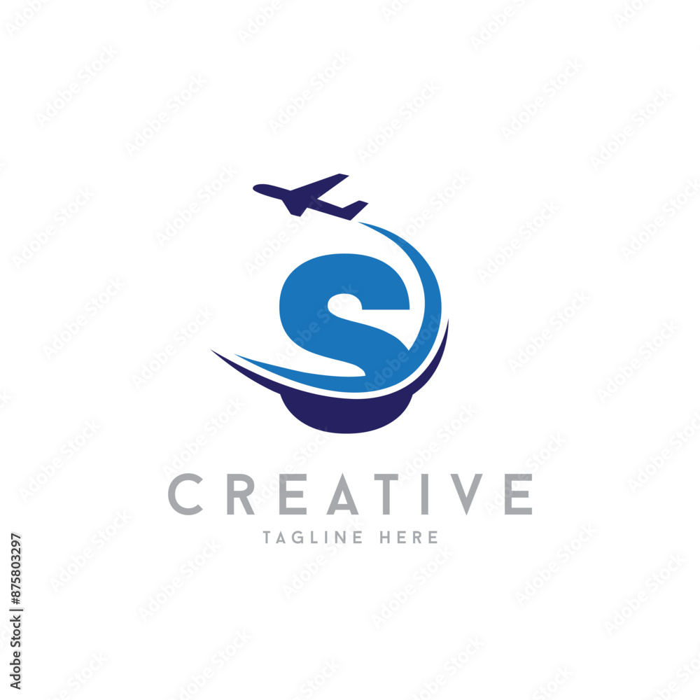 Letter S Air Travel Logo vector icon Design with plane graphic element, symbol, sign for travel agency logo design. airline logo illustration Letter S Air Travel Logo vector icon Design with plane graphic element, symbol, sign for travel agency logo design. airline logo illustration