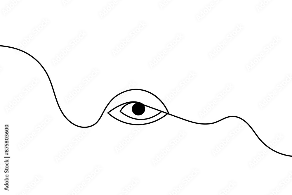 Obraz premium Eye continuous one line drawing of isolated outline vector art illustration
