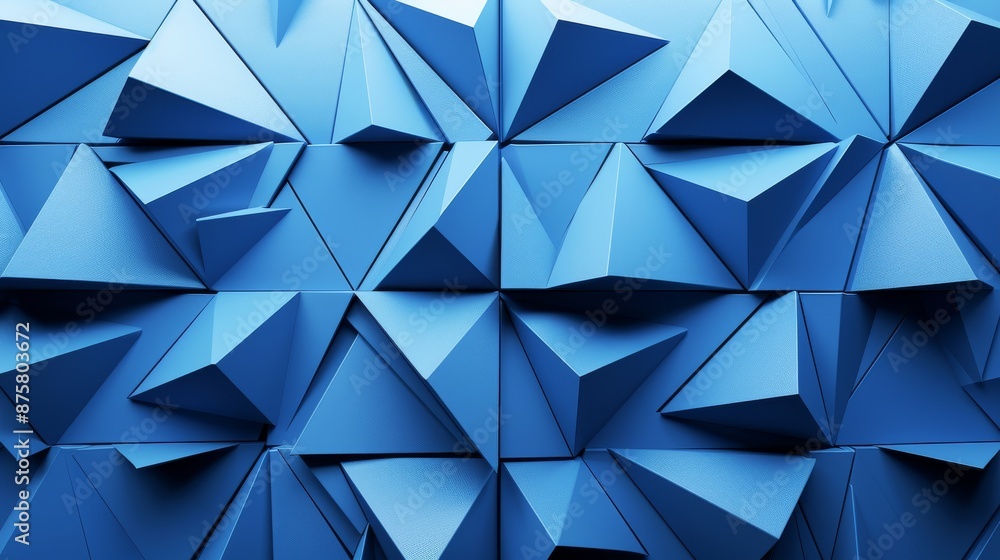 Obraz premium Blue geometric shapes on a wall