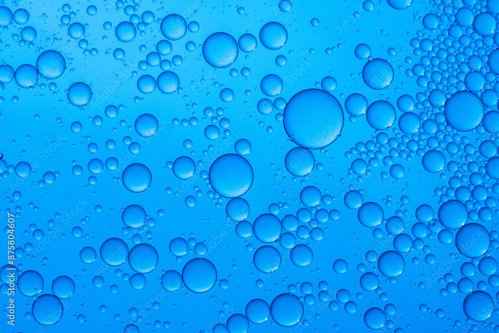 Abstract background of water drops blue bubbles of oil in liquid Abstract background of water drops blue bubbles of oil in liquid
