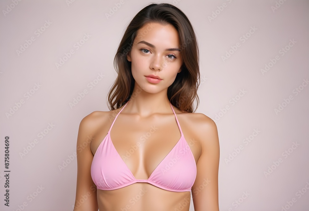 Studio portrait of a gorgeous young woman posing in a white bikini while standing against a white background Studio portrait of a gorgeous young woman posing in a white bikini while standing against a white background