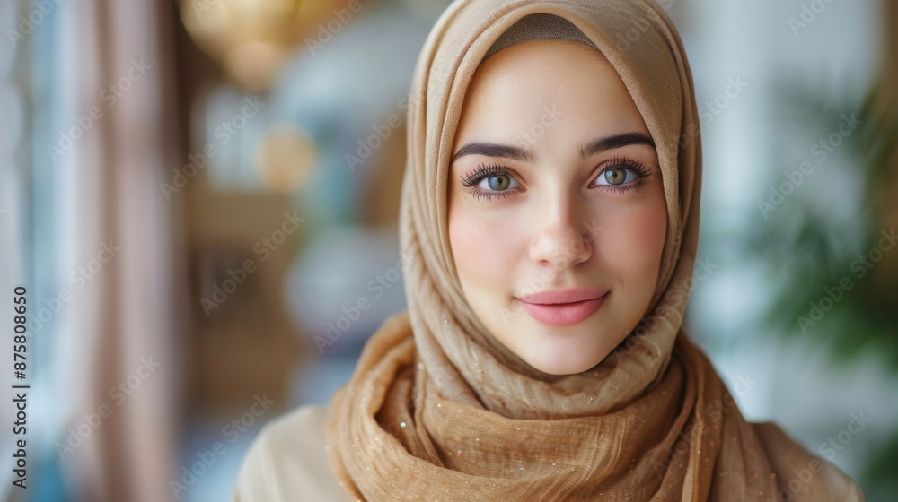 Portrait of a beautiful young woman wearing a brown hijab Portrait of a beautiful young woman wearing a brown hijab