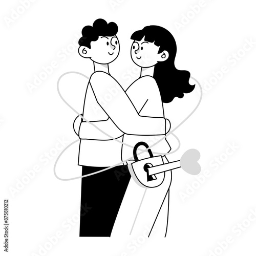 A doodle mini illustration of romantic relationship 

