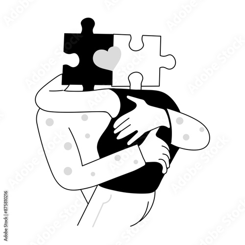 Couple connection hand drawn mini illustration 

