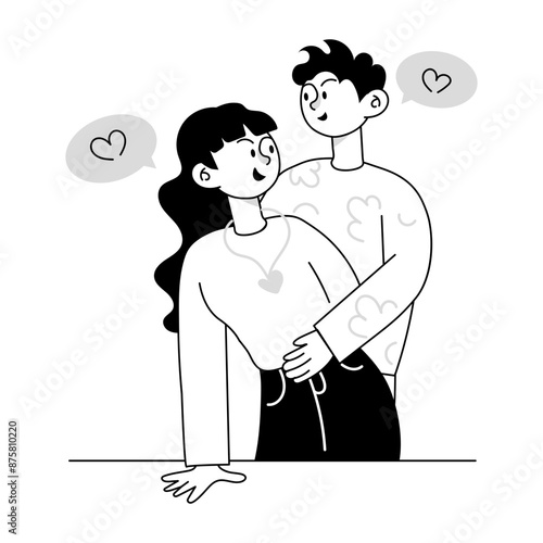 A doodle mini illustration of happy couple 

