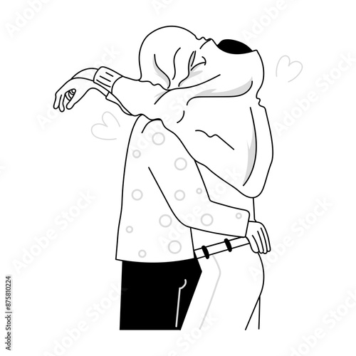 Doodle style mini illustration of romantic hug 

