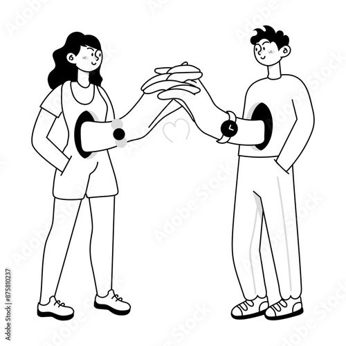 A doodle mini illustration of virtual dating  


