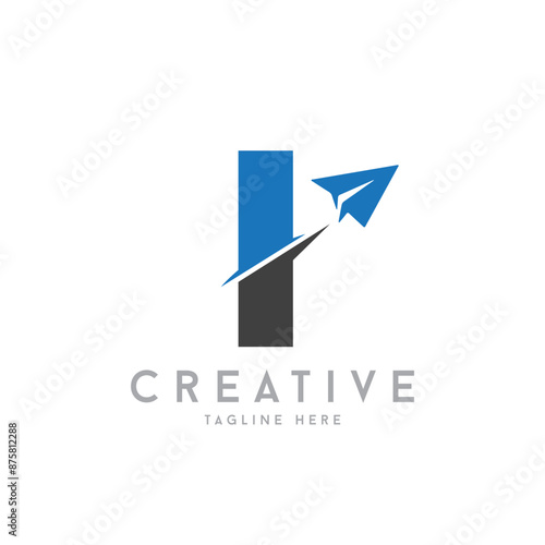 Letter I Air Travel Logo vector icon Design with plane graphic element, symbol, sign for travel agency logo design. airline logo illustration