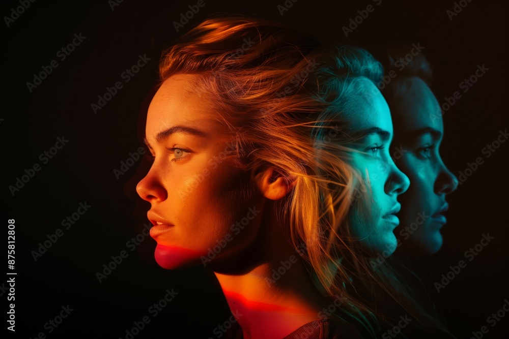Mesmerizing Double Exposure Portrait of a Woman with Dreamy Lighting for Modern Artistic Expression